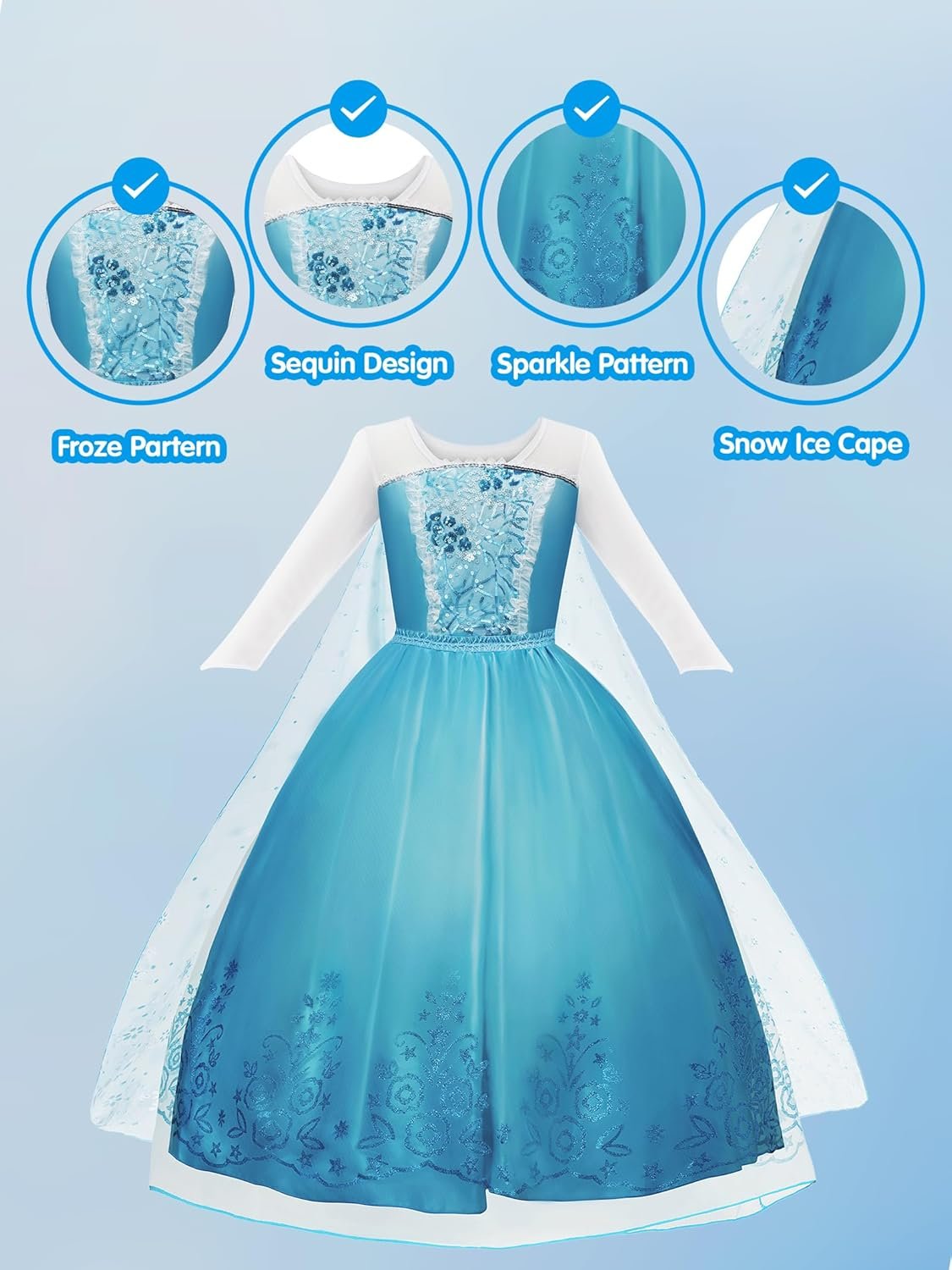 Light Up Princess Dress Girls Halloween Costume Christmas Costume Toddler Dressing Up for Bithday Party, Purple - Image 4