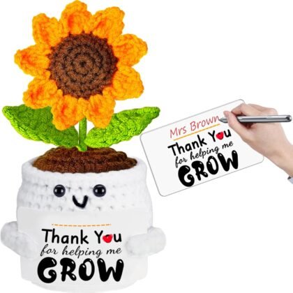 Teacher Appreciation Gifts, Personalized Thank You Teacher Gifts for End of the School Year Teacher's Day Graduation Birthday, Crochet Flowers Sunflower Doll Custom Gift for Teachers Mom Dad Elder