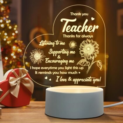 Afterprints Teacher Appreciation Gifts - Engraved Night Light, Teacher Gifts for Women on Birthday, Retirement, Farewell, Thank You Gifts for Teachers from Student