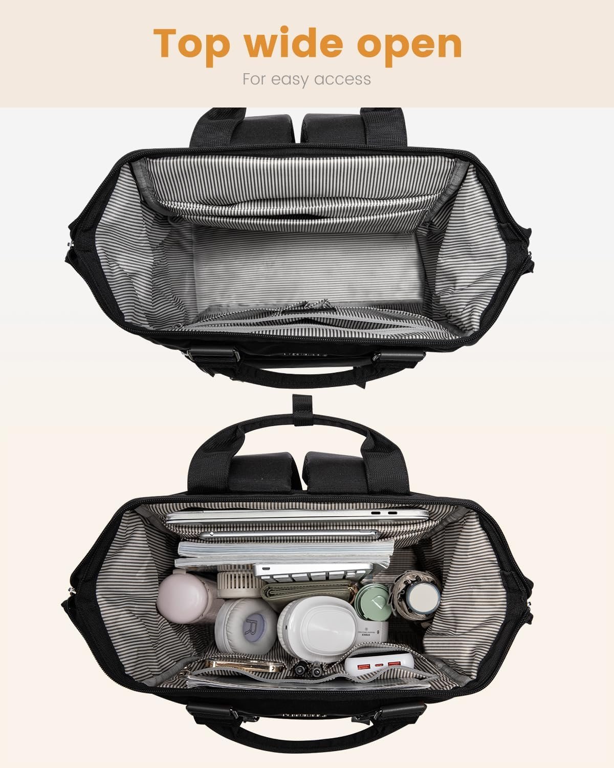 LOVEVOOK Laptop Backpack for Women, College School Backpack Student Bookbag, Teacher Work Bags Travel Backpack Purse, Business Computer Bag Commuter Nurse Bags, 15.6 Inch, Black - Image 4