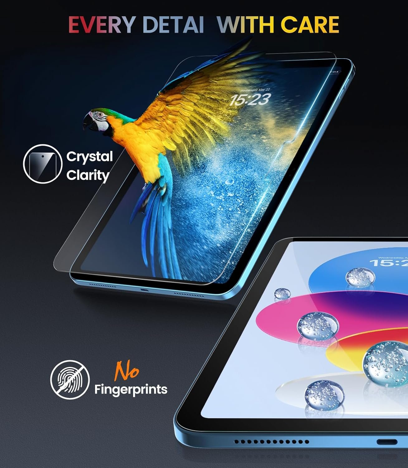 EZ-GLAZ-2 Pack Screen Protector for iPad 11th A16 11-in. /10th Generation 10.9-in. (2025/2022), 9H+ Hardness Tempered Glass with Easy Application Tray, Support Apple Pencil, Case Compatible, HD Clear - Image 6