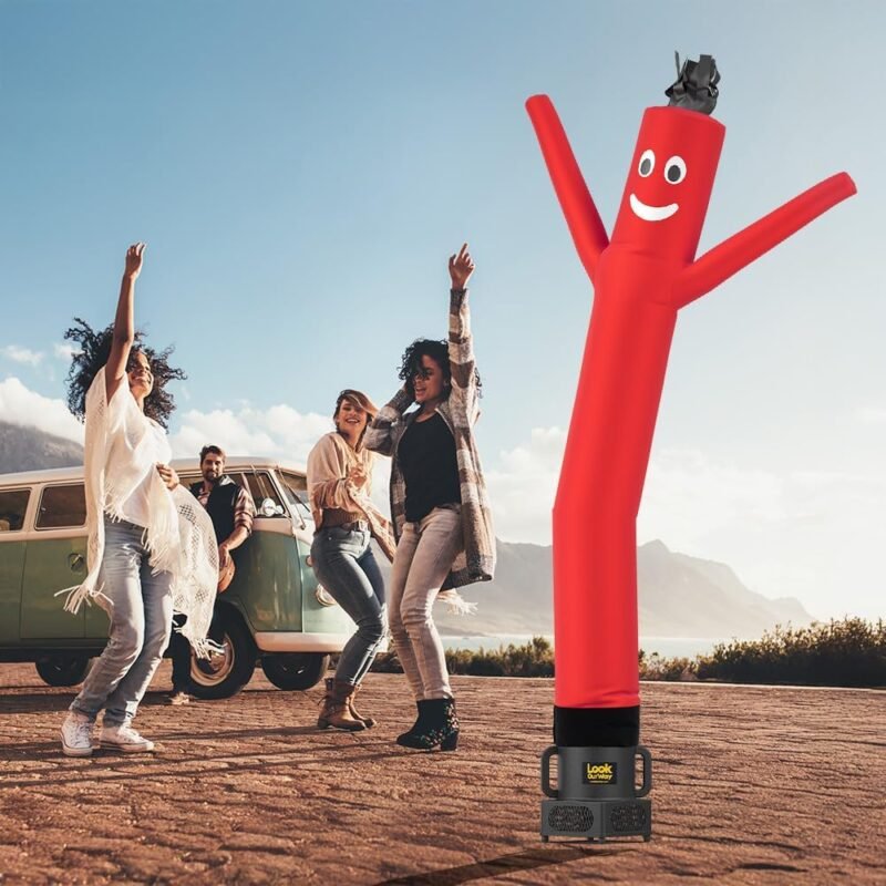 LookOurWay Air Dancers Wacky Waving Inflatable Tube Guy - 7ft Tall Inflatable Advertising Waving Dancing Man with Sky Dancer Blower - Red - Image 6
