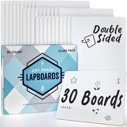 Dry Erase Boards [30pc Double Sided] Lapboards with ClearWipe Coating! Small White Boards - 9" x 12" Mini White Boards for Students, Classroom Teacher Supplies