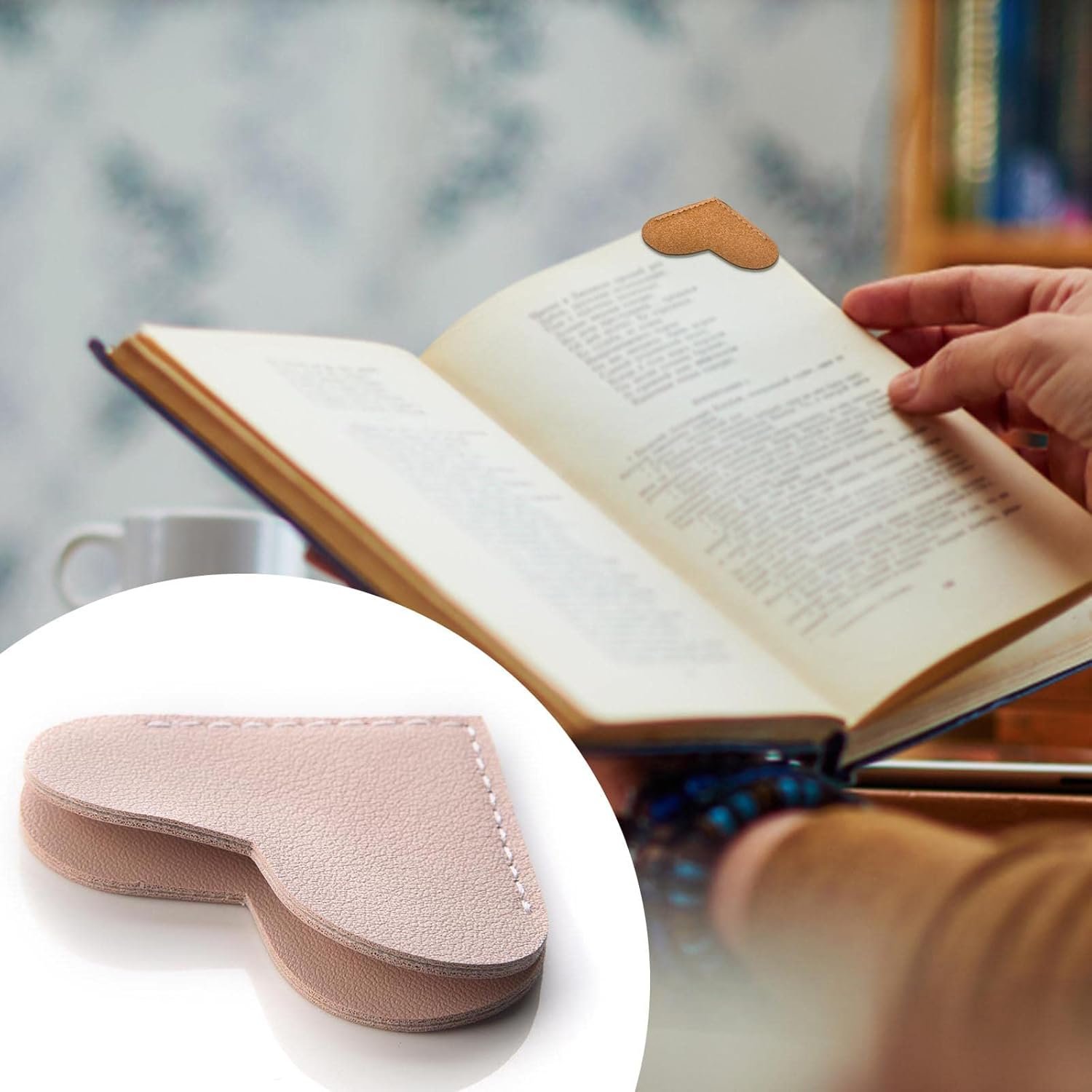 Leather Heart Bookmarks, Wayzton Corner Page Book Accessories for Women, Kids, Cute Handmade Reading Gifts - Image 3