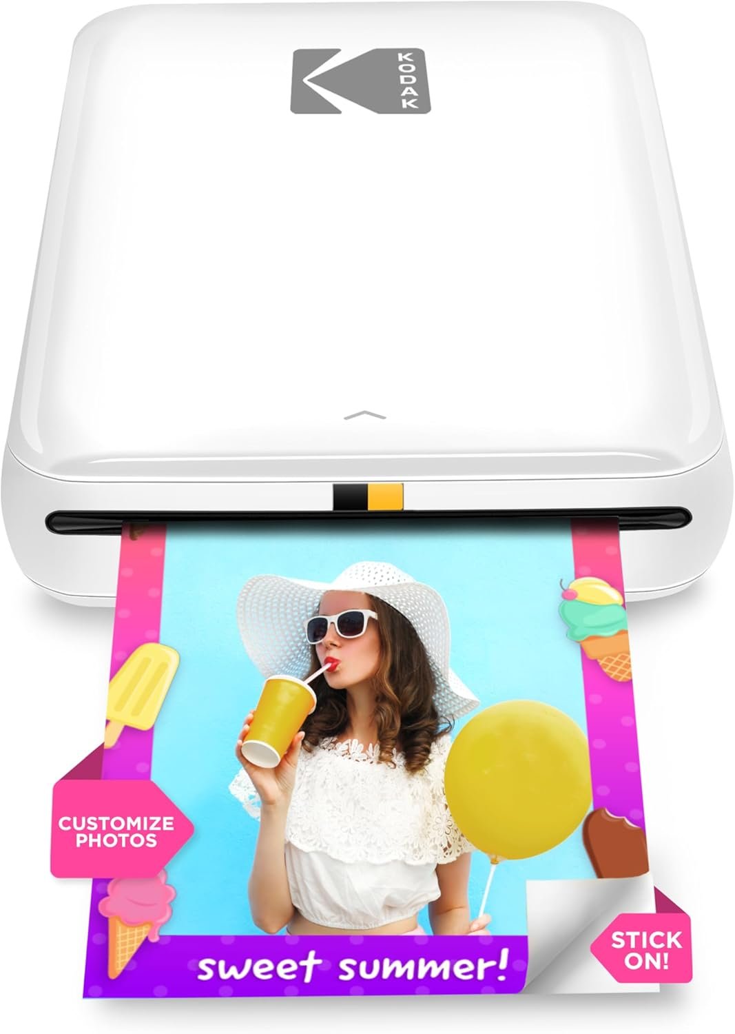 KODAK Step Instant Smartphone Photo Printer - Portable Mini Color Wireless Mobile Printer - Zink 2x3” Sticky-Back Photos - Bluetooth Compatible with iOS & Android Devices - Fun Editing App - White