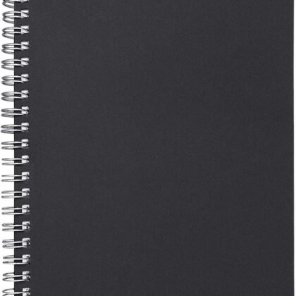 ZZTX Sprial Notebook Kraft Soft Cover College Ruled Notebooks, Wirebound Memo Diary Notebook Planner, 140 Pages/ 70 Sheets, 8 x 6 inch, 1 Pack (Black)