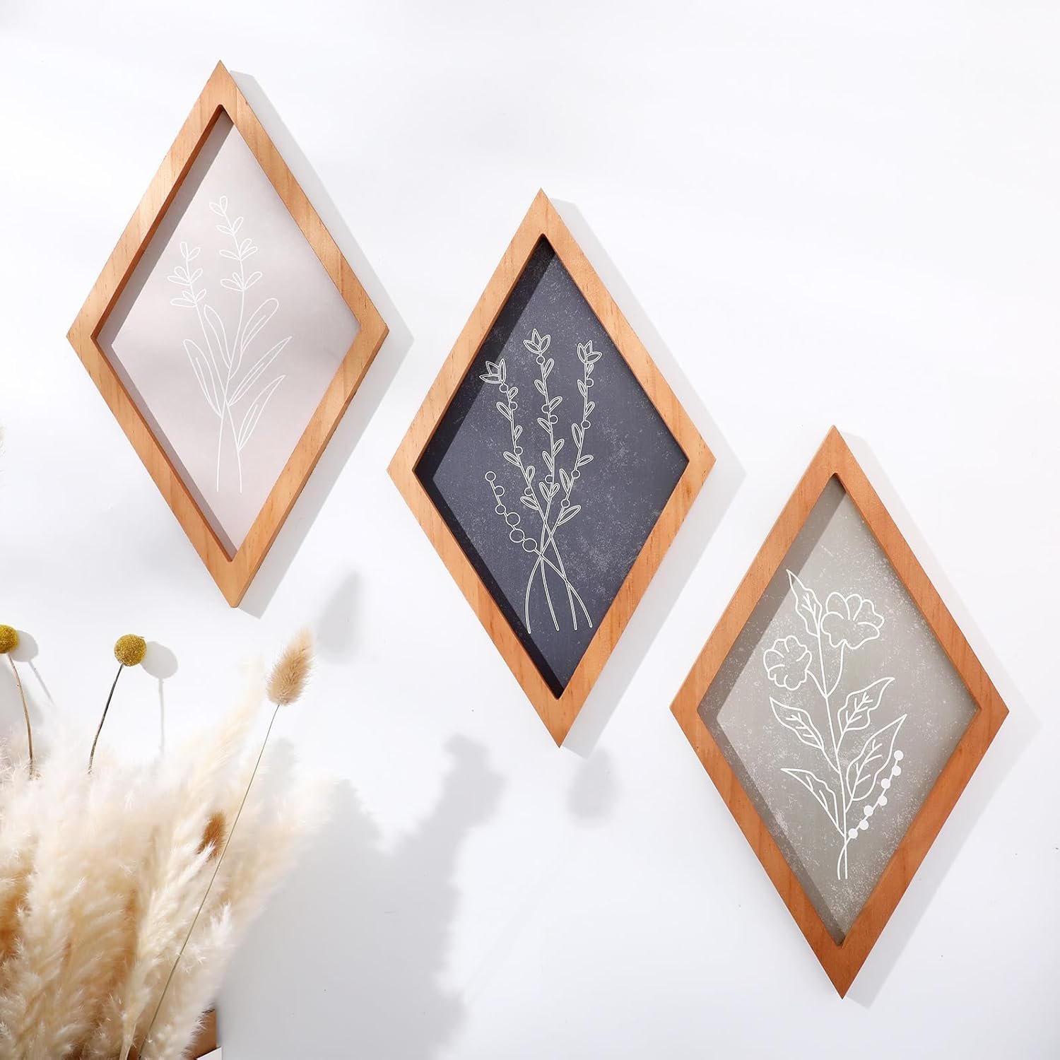 Yerliker 3 Pcs Botanical Wall Prints Wall Decor Set Boho Vintage Wall Art Plant Framed Wall Prints for Rustic Farmhouse Home Kitchen Bedroom, 13" x 8" (Gentle) - Image 7