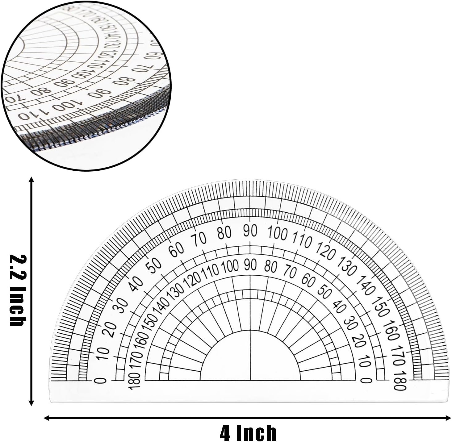 Nicunom 100 Pack Plastic Protractor 180 Degree Math Protractors Geometry Student Protractor, 4 Inches, Clear - Image 2