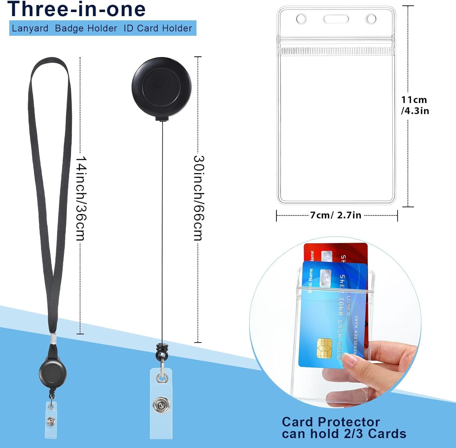 Marspark 50 Set Lanyard with ID Holder Include Flat Lanyard with Retractable Badge Reel and Clear Vertical Card for Offices(Black) - Image 2