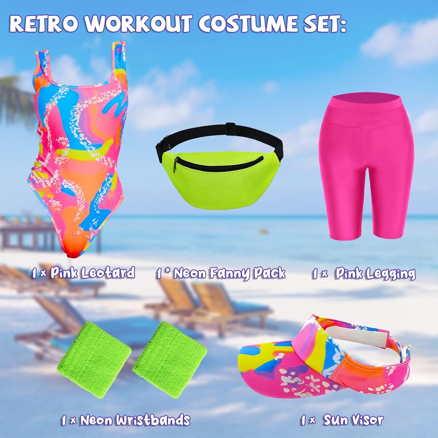 80s Workout Costume, Halloween Cosplay Couples Suit for Women, Swimwear Outfit 80s 90s Workout Costume Outfit - Image 3