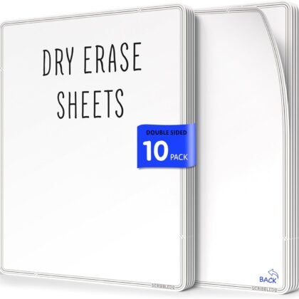 SCRIBBLEDO Small White Board Dry Erase Sheets 9”x12” for Kids Teacher Class Manipulatives Personal Mini Whiteboards Sheets Students Homeschool Supplies Small Dry Erase Boards Classroom Pack 10 Sheets