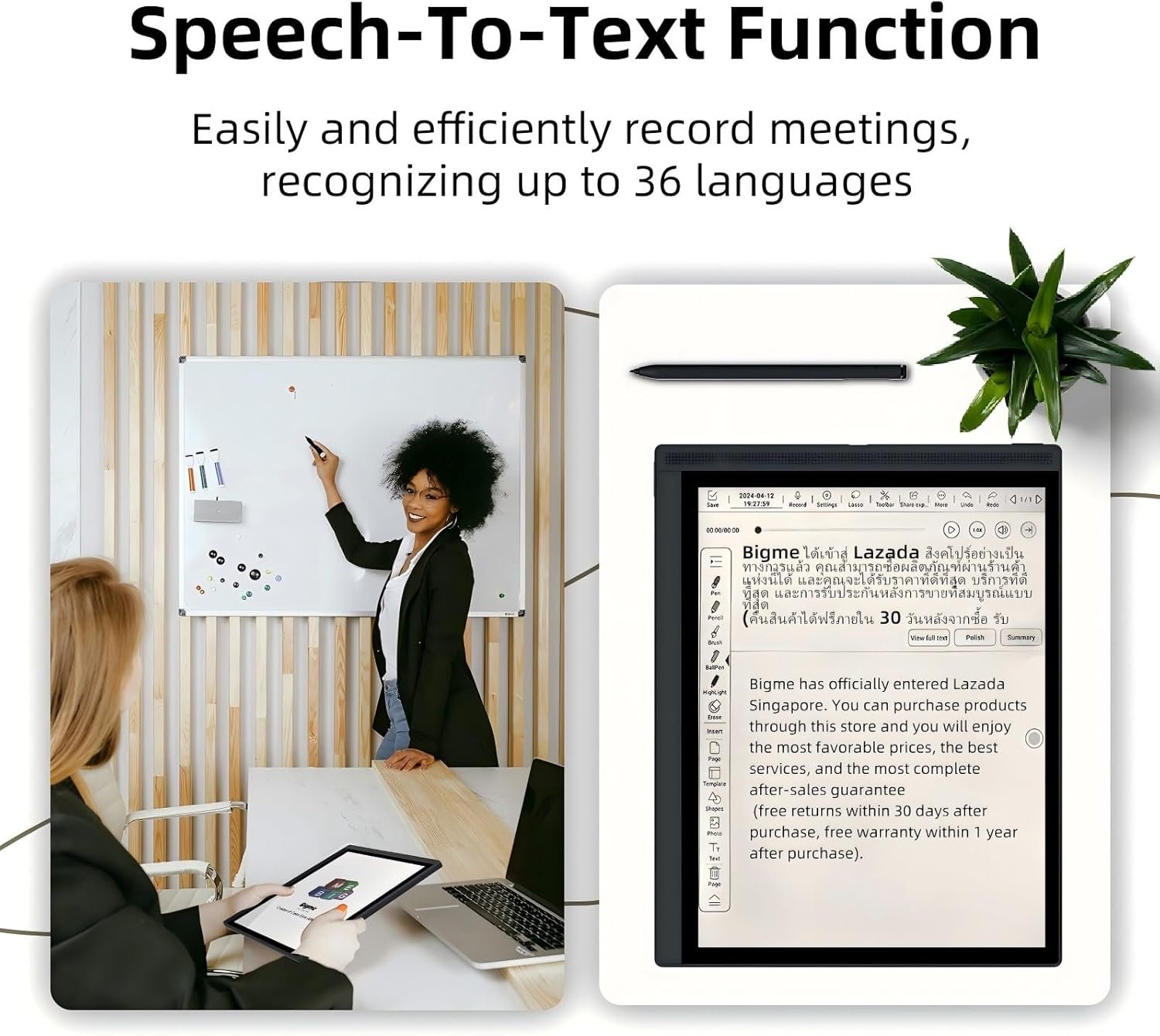 Bigme 10.3" Color E-Ink Read-Write Tablet, ePaper Note Taking Tablet at 5.5mm Thickness, 8GB RAM+256GB ROM Computer Tablets Touchscreen Display with 5MP Camera and Digital Stylus - Image 6