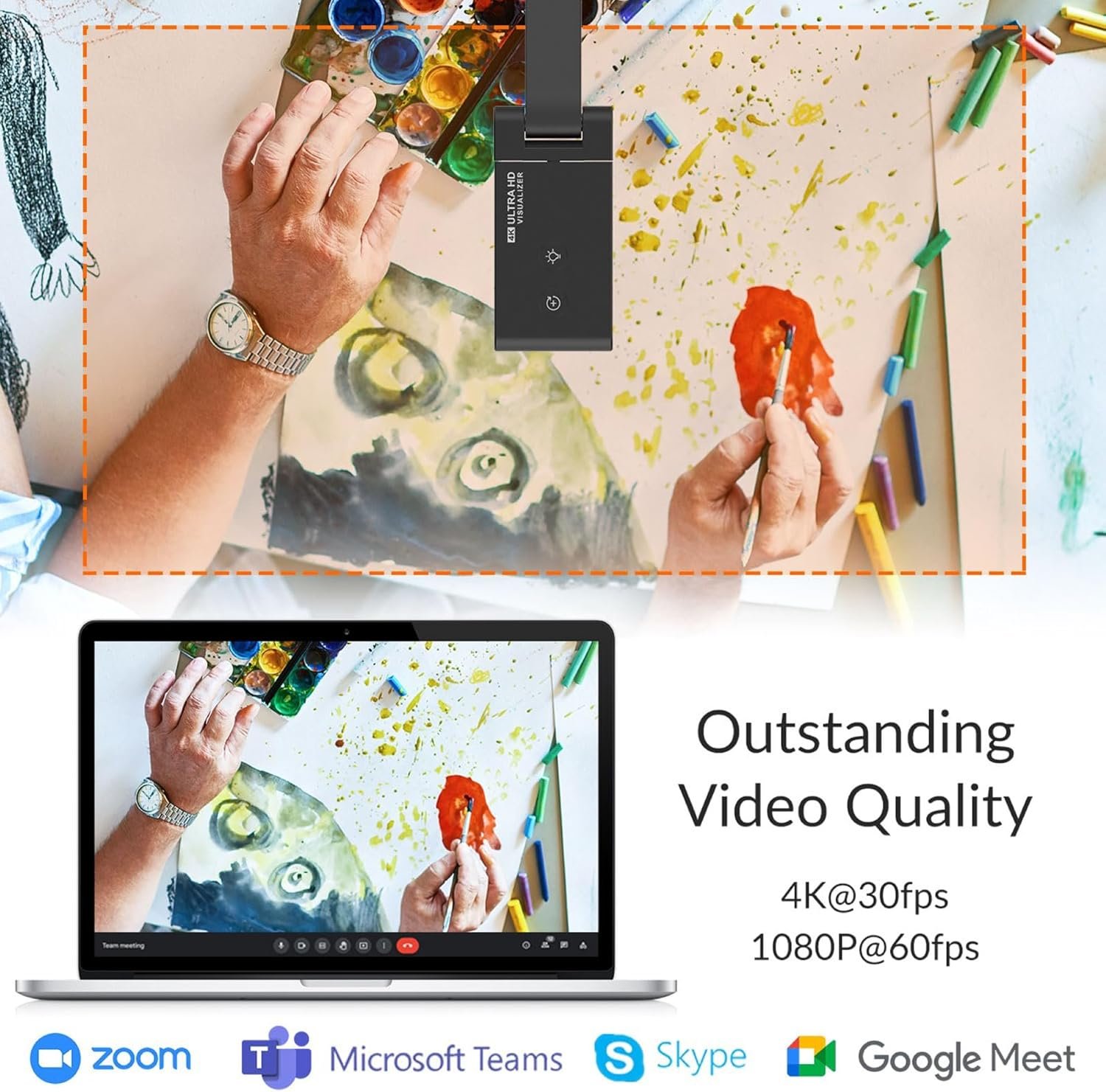 Innex DC500 13MP 4K USB Document Camera, Webcam & Scanner, 3-in-1, 13MP, Noise-Cancelling Mic, Dual Autofocus, Auto Flip, Built-in LED lamp, OCR, Win, Mac, Chromebook, Distance Education, Meetings - Image 9