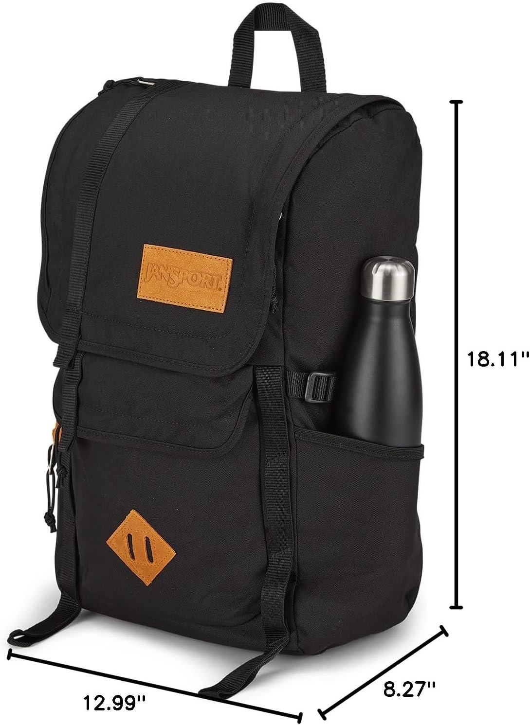JanSport Hatchet Backpack – 15-inch Padded Laptop Compartment, Dual Water Bottle Pockets, Side Compression Straps, Black - Image 6