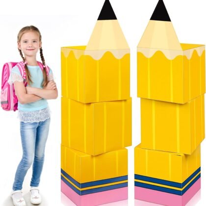 Aneco 6 Pieces Back to School Pencil Favor Boxes 11 Inch Big Pencil Party Favor Boxes Welcome Back to School Theme Gift Candy Treat Boxes for School Classroom Party Decoration Supplies