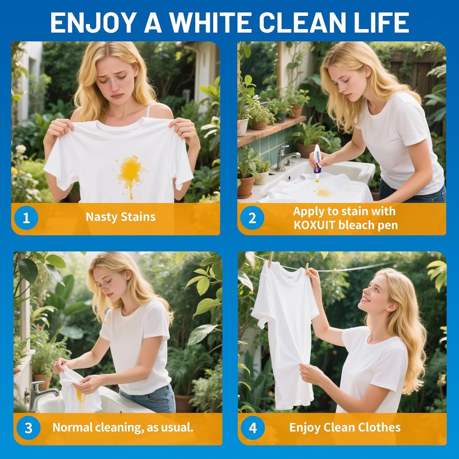 Bleach Pen,Bleach Pen for Clothing,bleach gel Pen,Stain Remover Pen, Mold Stain Remover Gel Cleaner, Clothing bleached DIY design, Travel Accessories, Lnstantly Remove Stains(Milky white) 1PCS. - Image 4