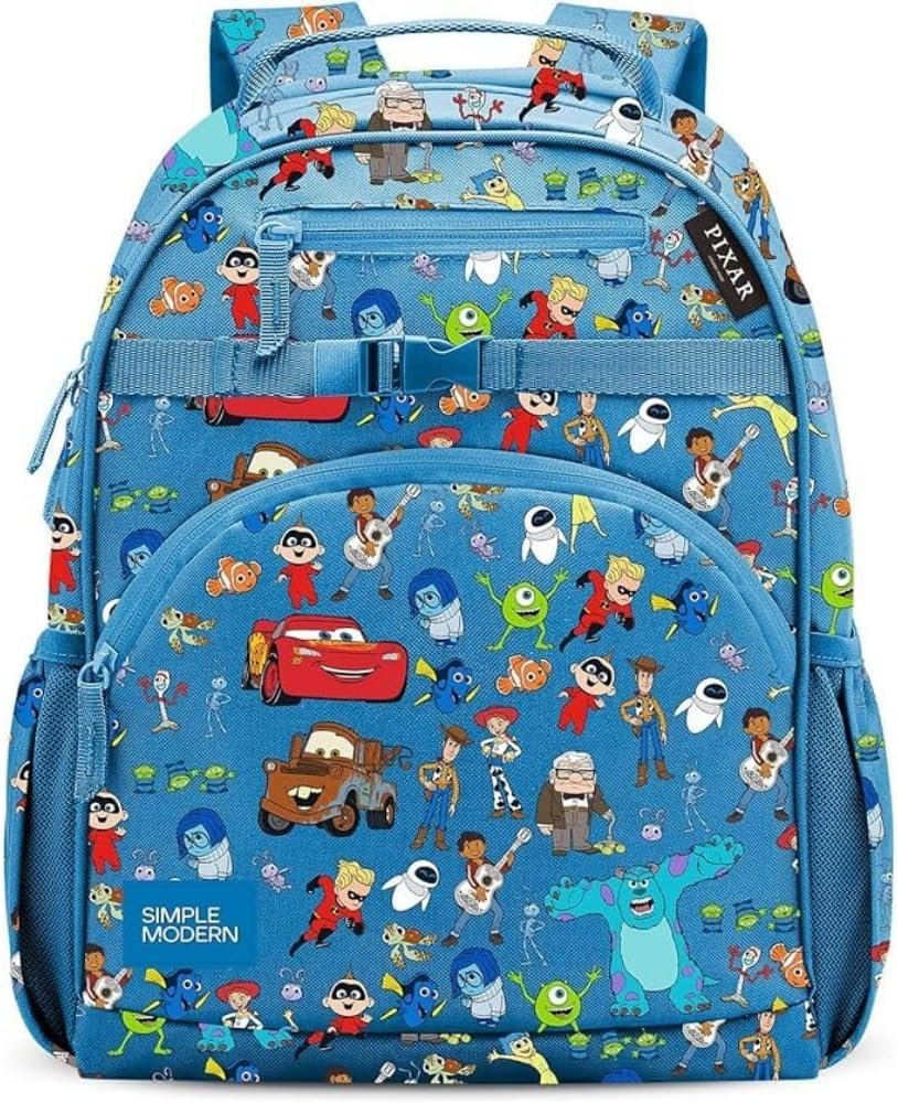 Simple Modern Disney Pixar Medium Toddler Backpack, Lunch Box and Water Bottle for School, Girls and Boys | 3 pc | Pixar Mashup on Blue - Image 3