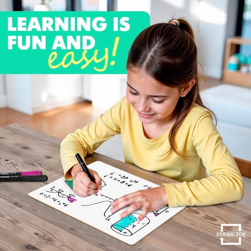 Scribbledo 24 Small White Board Dry Erase Boards Classroom Pack Mini White Boards 9" x12” Double Sided Personal Whiteboards for Students Teachers School Supplies Lapboards 24 Mini Erasers Incl - Image 6