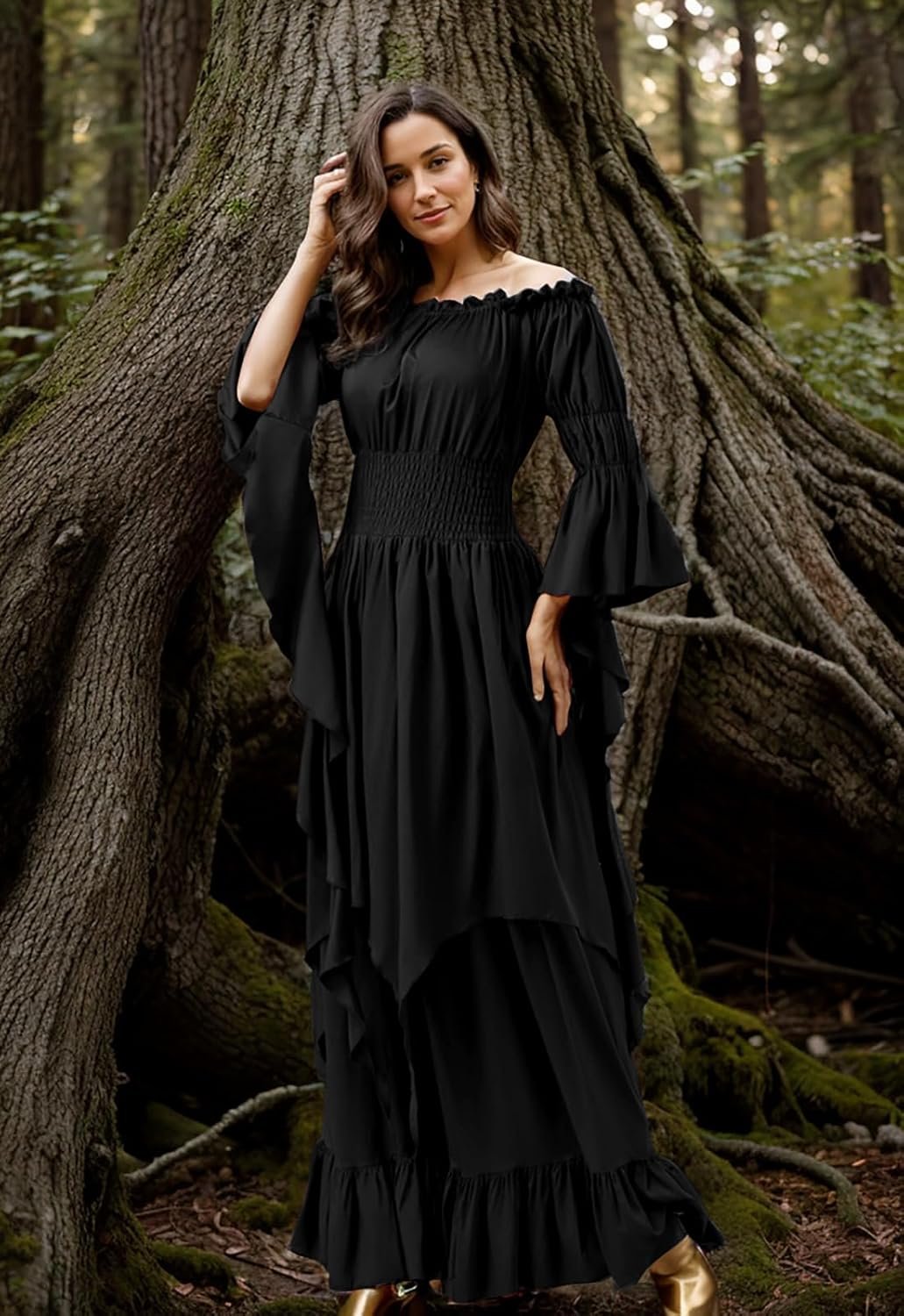 GOLDSTITCH Women's Victorian Dress Renaissance Medieval Costume Gothic Witch Dress for Women - Image 3