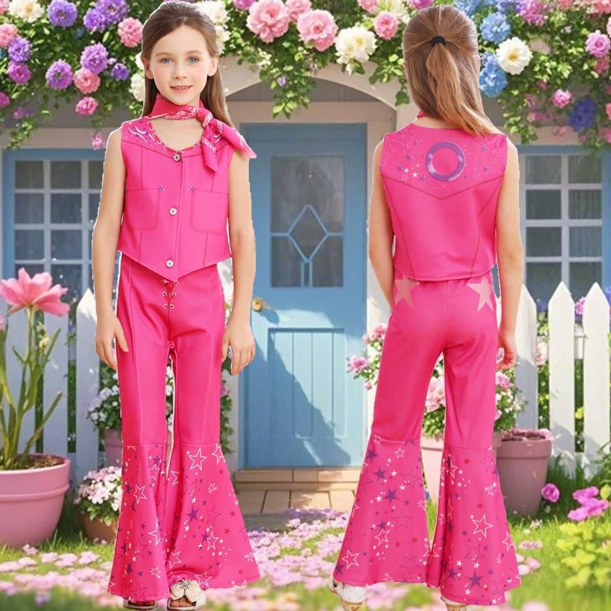 Cowgirl Costume Girls Hot Pink Kids Disco Outfits Movie Dress up for Halloween Birthday Party Cosplay - Image 4