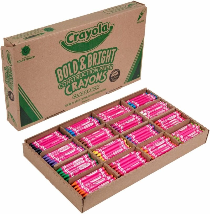 Crayola Construction Paper Crayons, Wax, 25 Sets of 16 Colors, 400/Box, Sold as 400 Each