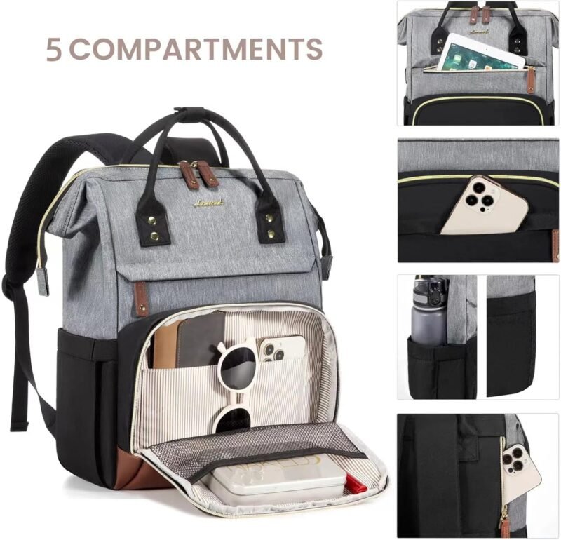 LOVEVOOK Laptop Backpack for Women, 15.6 Inch Work Business Backpacks Purse With Large Capacity, Waterproof Nurse Bag College Bookbag for School, Waterproof Casual Daypack for Travel - Image 3