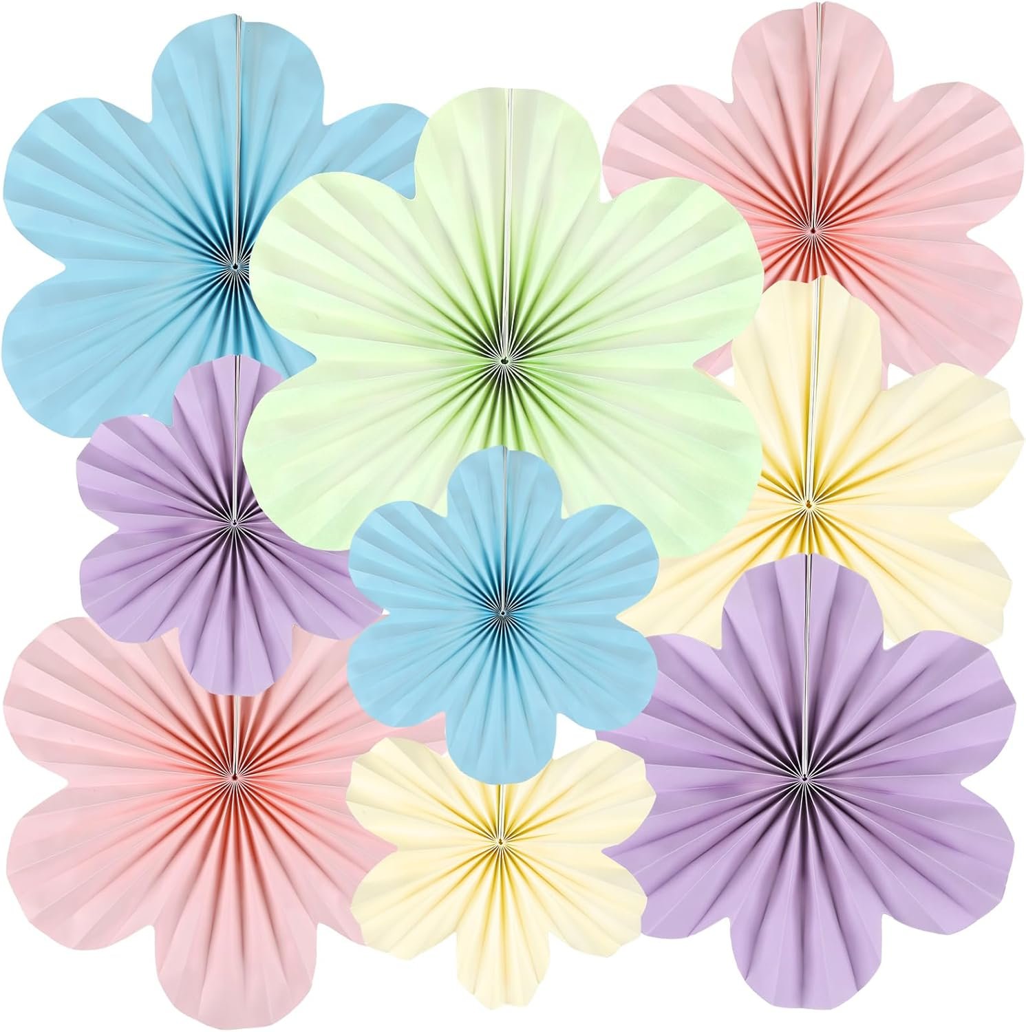 Justforjoyful 9PCS Pastel Paper Flowers Decorations Pastel Paper Fans Floral Backdrop Decor 3D Tissue Flowers Decorations for Classroom Wall Room Bulletin Board Birthday Supplies