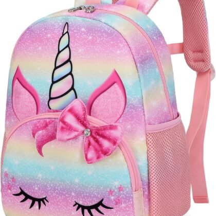 Octsky Unicorn Toddler Backpack Girls Mini Backpack for Kids, Lightweight Preschool Backpack for Kindergarten Little Girls Bookbag With Chest Strap