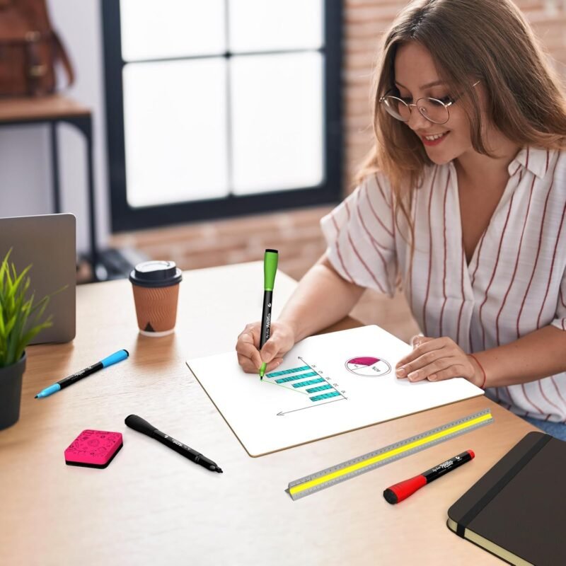 Scribbledo 24 Small White Board Dry Erase Boards Classroom Pack Mini White Boards 9" x12” Double Sided Personal Whiteboards for Students Teachers School Supplies Lapboards 24 Mini Erasers Incl - Image 8