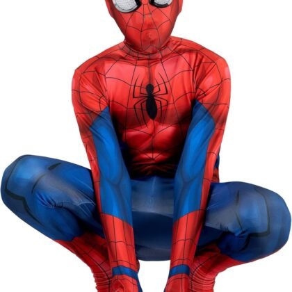 Marvel Spider-Man Official Youth Deluxe Zentai Costume - Deluxe Two-Way Stretch Spandex with Invisible Zippers and Wrist Openings for Added Convenience Multi