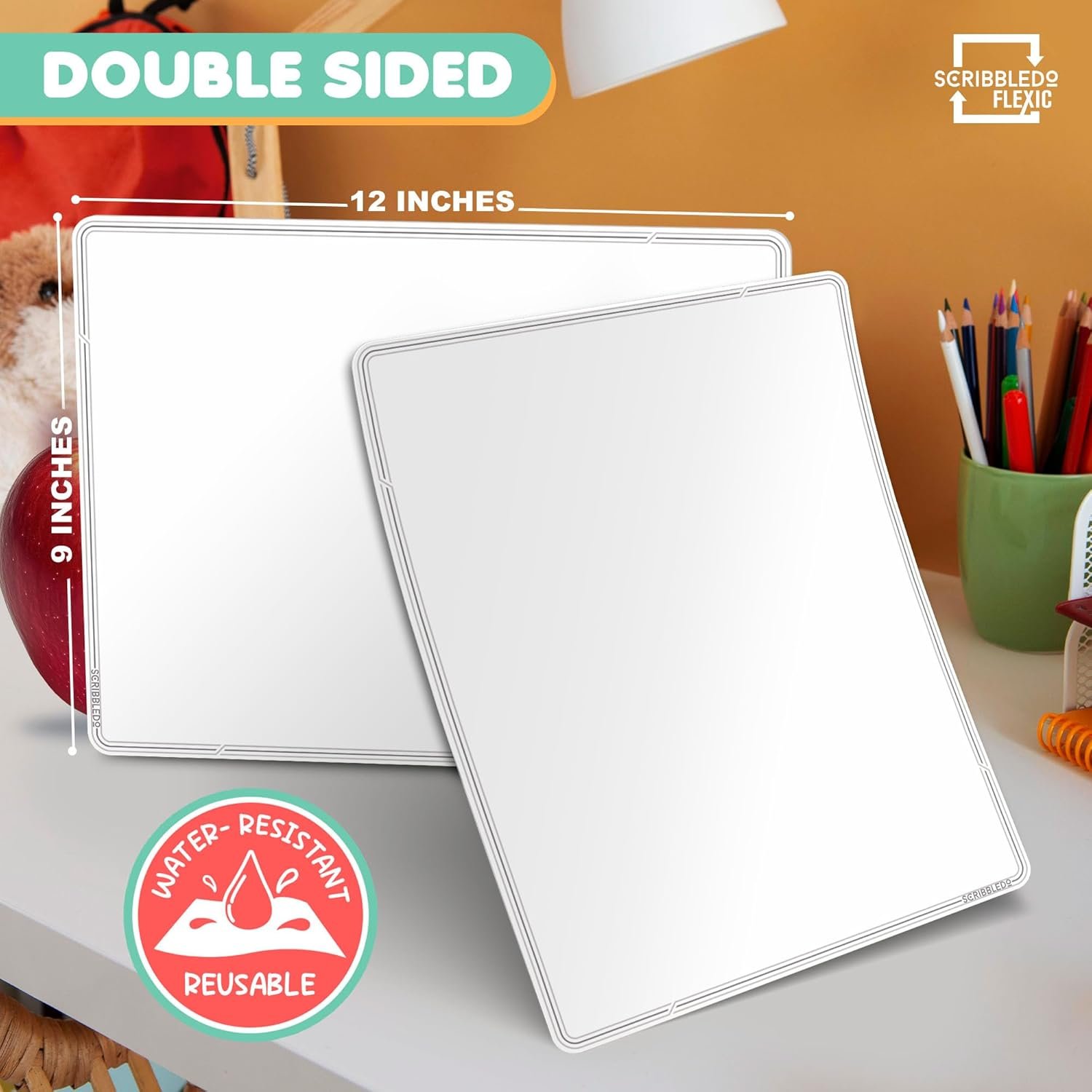 SCRIBBLEDO Small White Board Dry Erase Sheets 9”x12” for Kids Teacher Class Manipulatives Personal Mini Whiteboards Sheets Students Homeschool Supplies Small Dry Erase Boards Classroom Pack 10 Sheets - Image 8