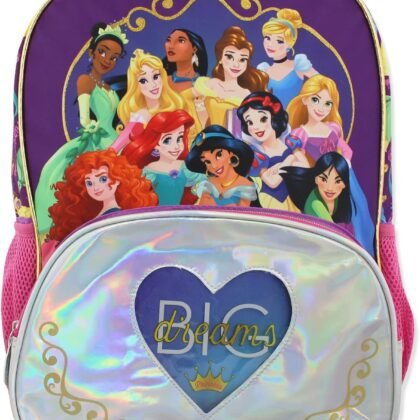 Disney Princess Girl's 16 Inch School Backpack Bag (One Size, Purple/Pink)
