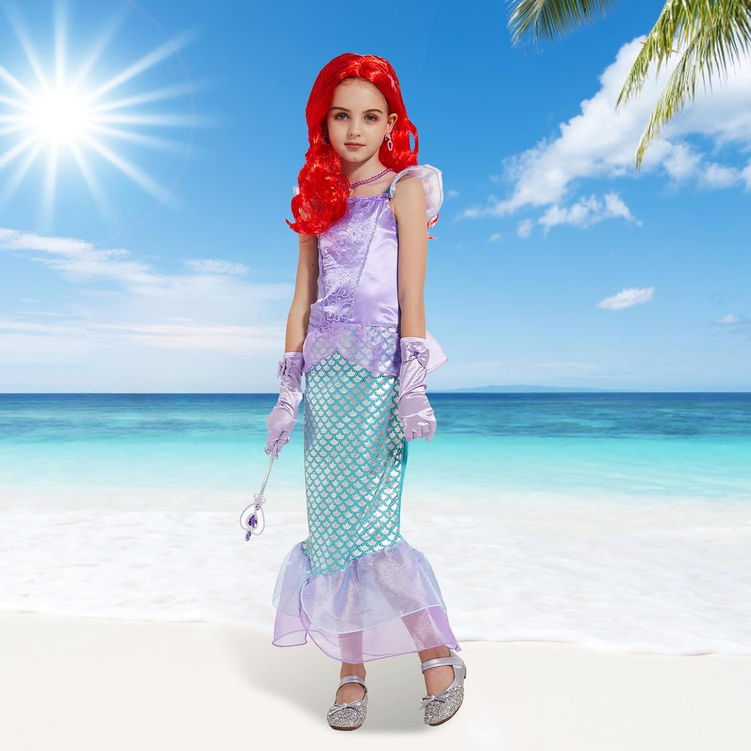 Mermaid Costume for Girls 3-12 - Princess Dresses with Accessories - Ideal Little Mermaid Dress Up Set for Girls - Image 2