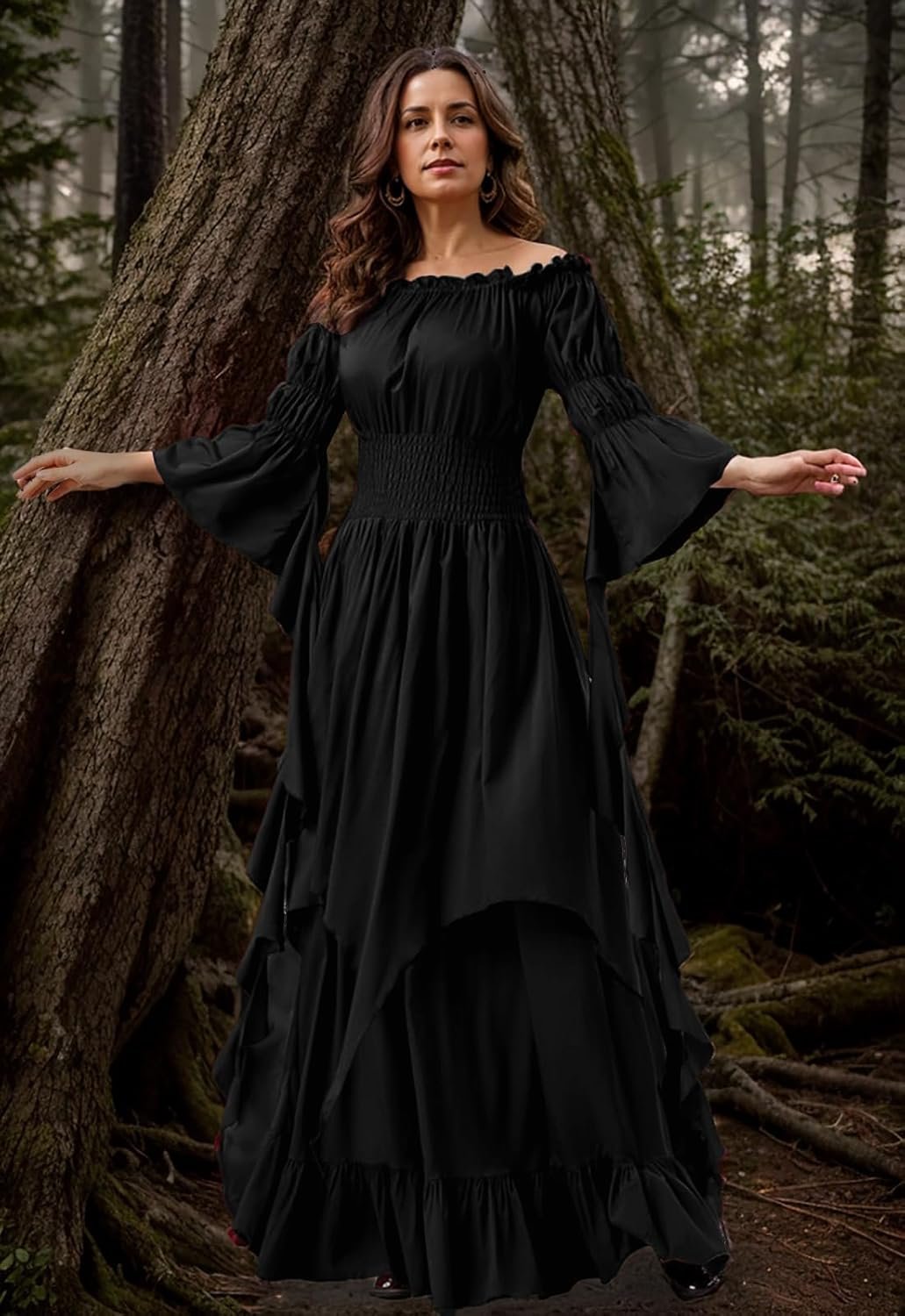 GOLDSTITCH Women's Victorian Dress Renaissance Medieval Costume Gothic Witch Dress for Women - Image 2