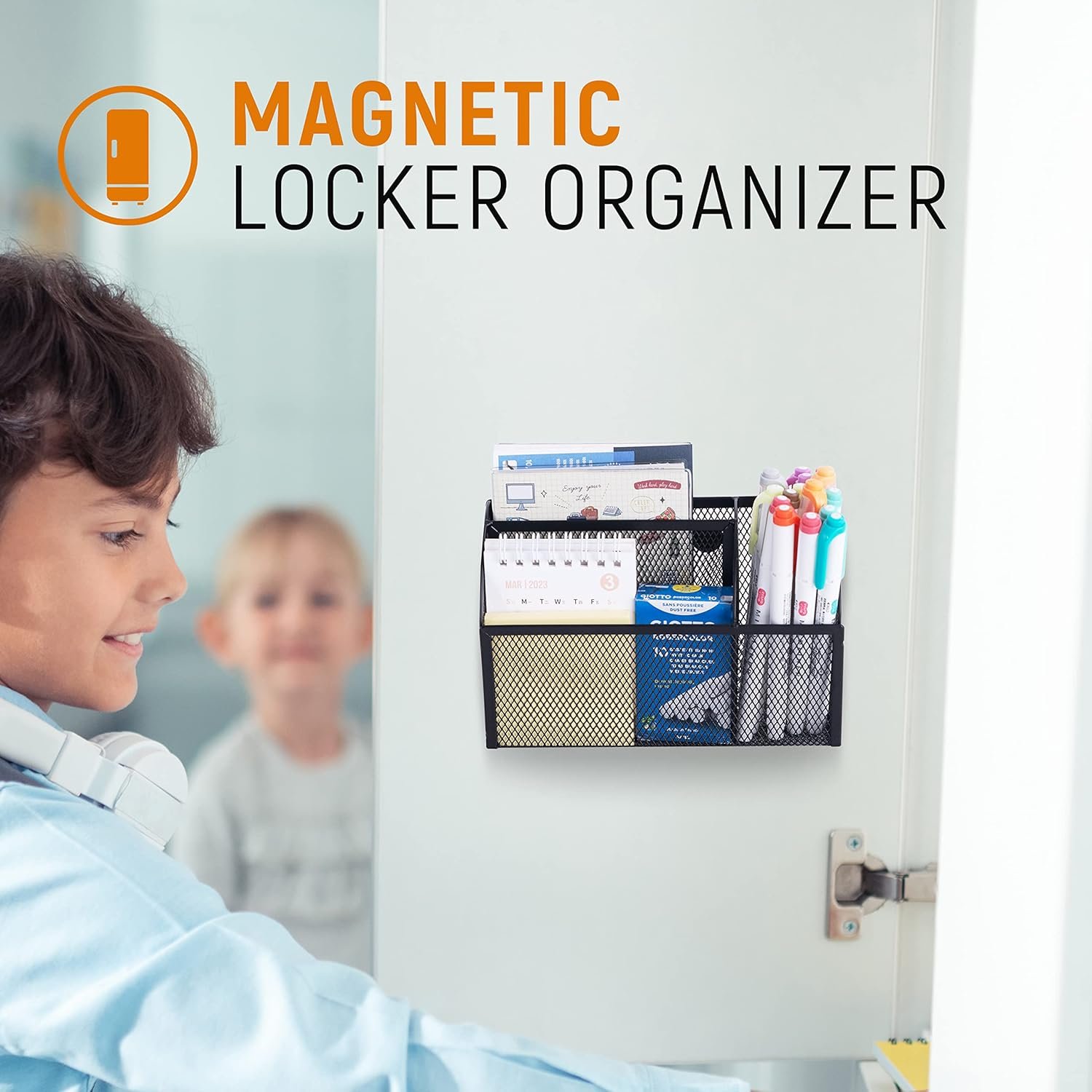 DALTACK Magnetic Pencil Holder Magnetic Shelf for the Whiteboard 3-Grid Mesh Magnetic Pen Holder for Refrigerator Magnetic Organizer Locker Accessories Organizer for Home, School and Office, Black - Image 7