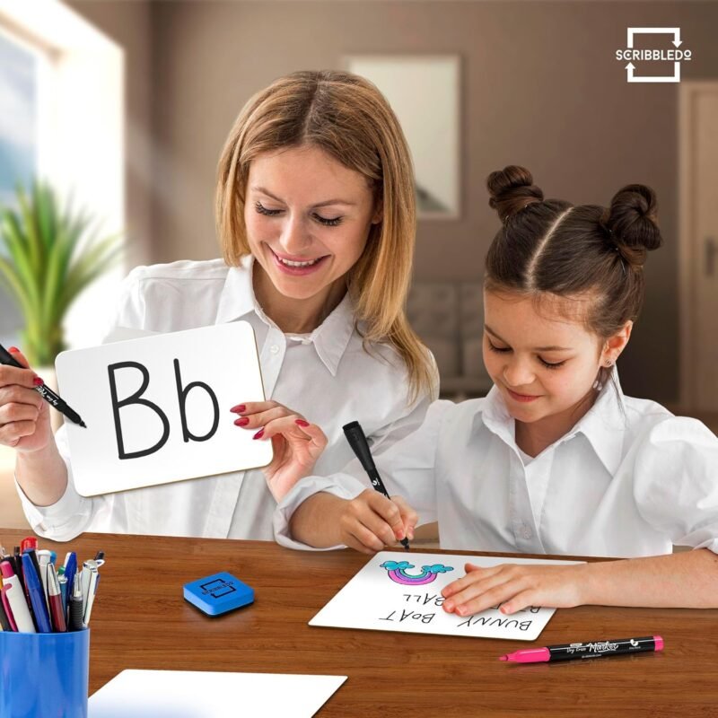 Scribbledo Small White Board Dry Erase Mini Whiteboard 6x9 Inch Small Dry Erase Board Marker Board Dry Erase Lapboards Handheld Personal White Boards for Students Small Whiteboard Office Kitchen - Image 2