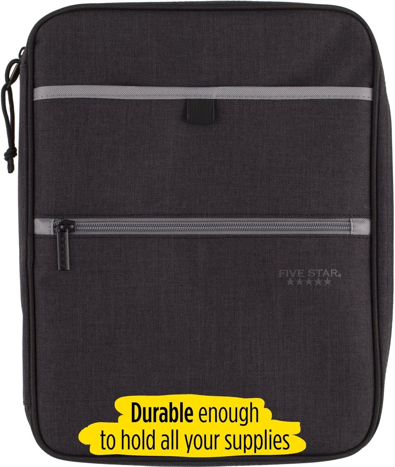 Five Star Zipper Binder, 1 Inch 3-Ring Binder with Round Rings, Carry-All with Pockets and 4-Tab Dividers, 375 Sheet Capacity, Black/Gray (29092IT8) - Image 3
