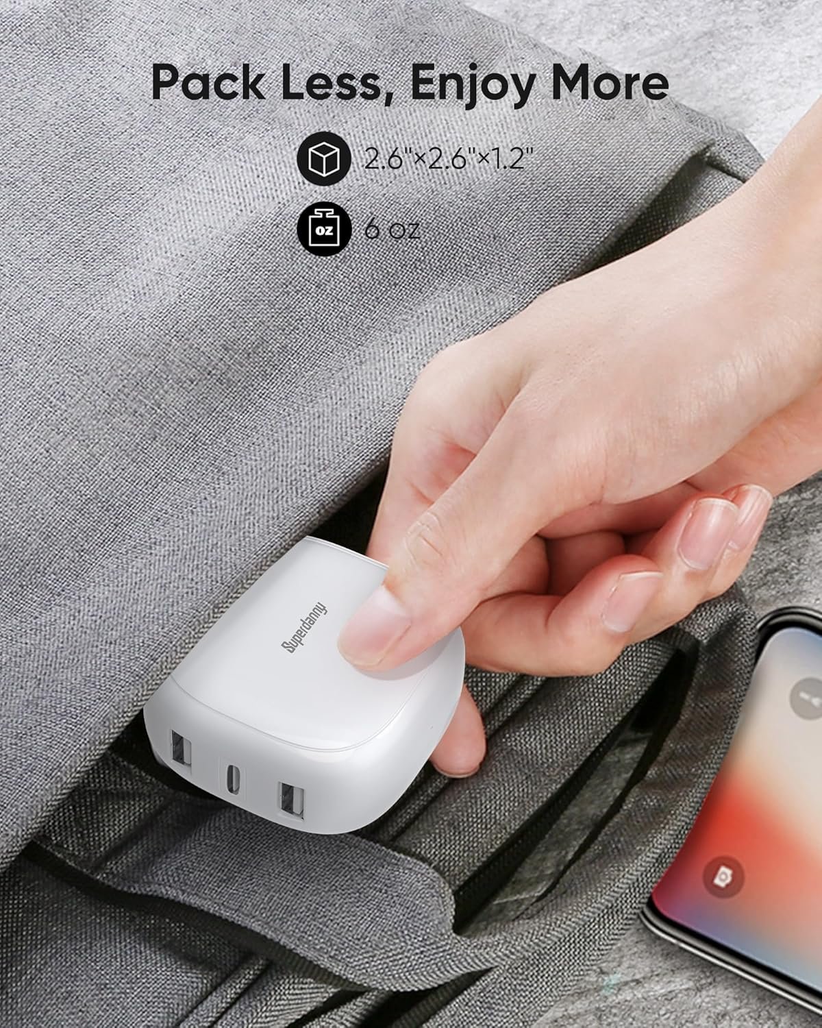 SUPERDANNY 6-Port USB Charger, 40W 8A Mini USB Charging Station, Charging Station for Multiple Devices, 4ft Cable, Compatible with iPhone, iPad, Galaxy, Pixel, for Travel, Cruise, White - Image 3