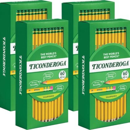 Ticonderoga Wood-Cased Pencils, Pre-Sharpened, 2 HB Soft, Yellow, 240 Count