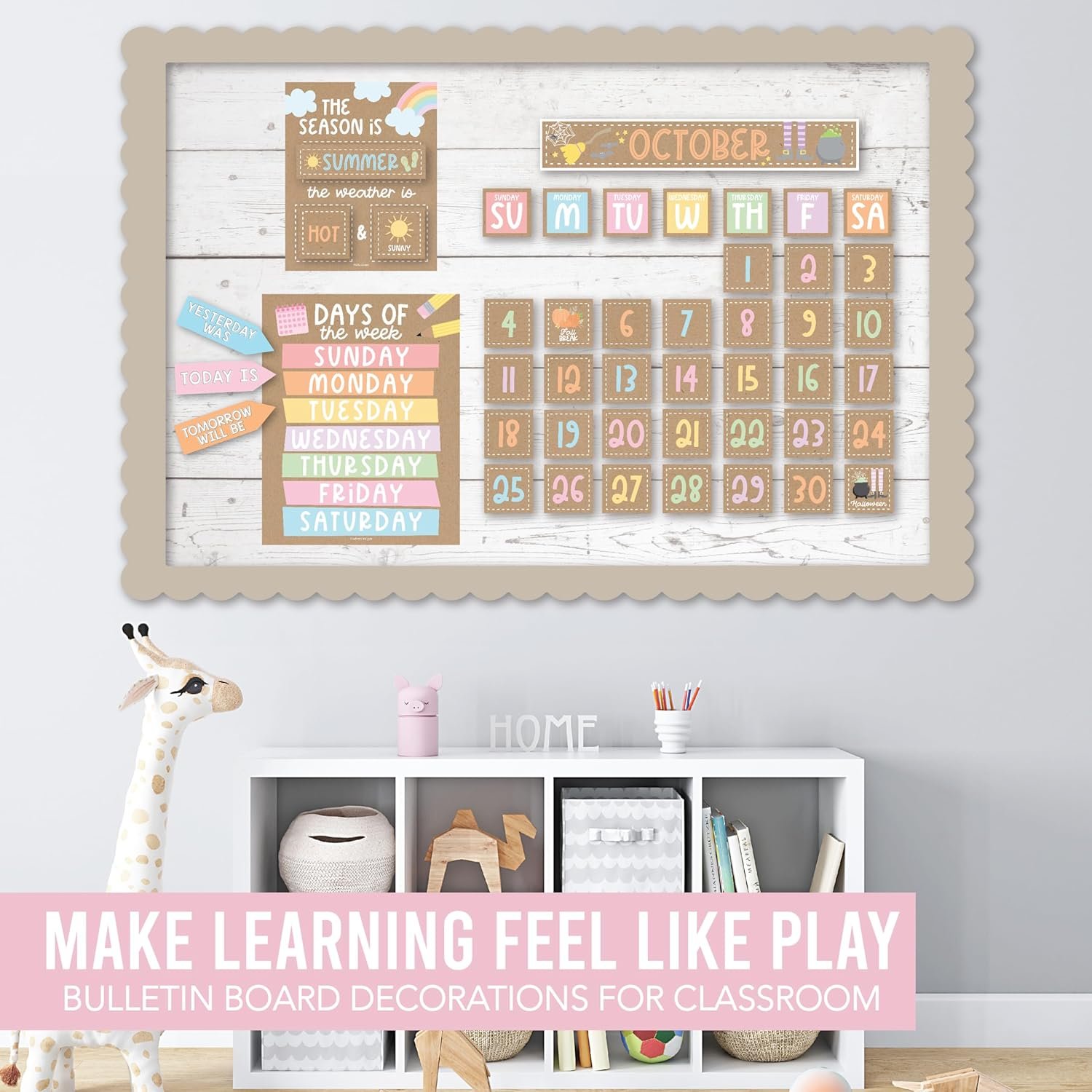 Classroom Calendar Set Bulletin Board Decor – School Calendar For Classroom Elementary & Preschool, Bulletin Board Decorations With Weather Chart & Seasons, Kraft Teacher Must Haves - Image 7
