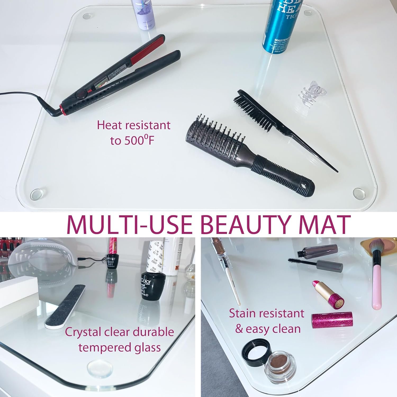 Marvelux Tempered Glass Desk Pad, Clear Surface Protector, Multi-Purpose Durable Computer Desk Mat, Mousepad, Crafting Surface Protector, Beauty Mat, Kitchen Worktop Saver with Anti-Slip Pads 19"x24" - Image 4