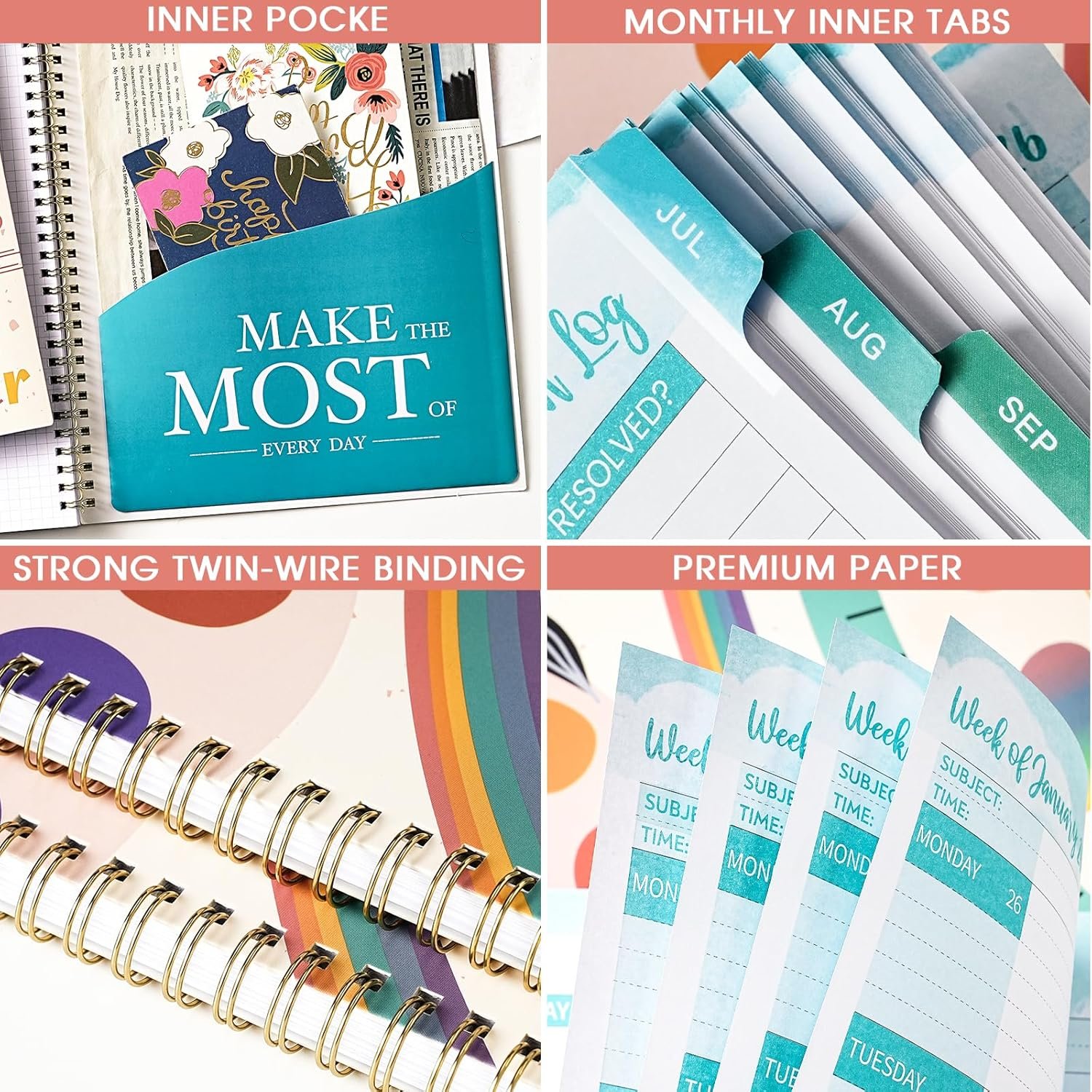 Teacher Planner 2025-2026 - Teacher Lesson Planners 2025-2026 from July 2025- June 2026, Academic Planner for School Year with Colorful Tabs and Inner Pocket, 8.5" x 11" - Image 3