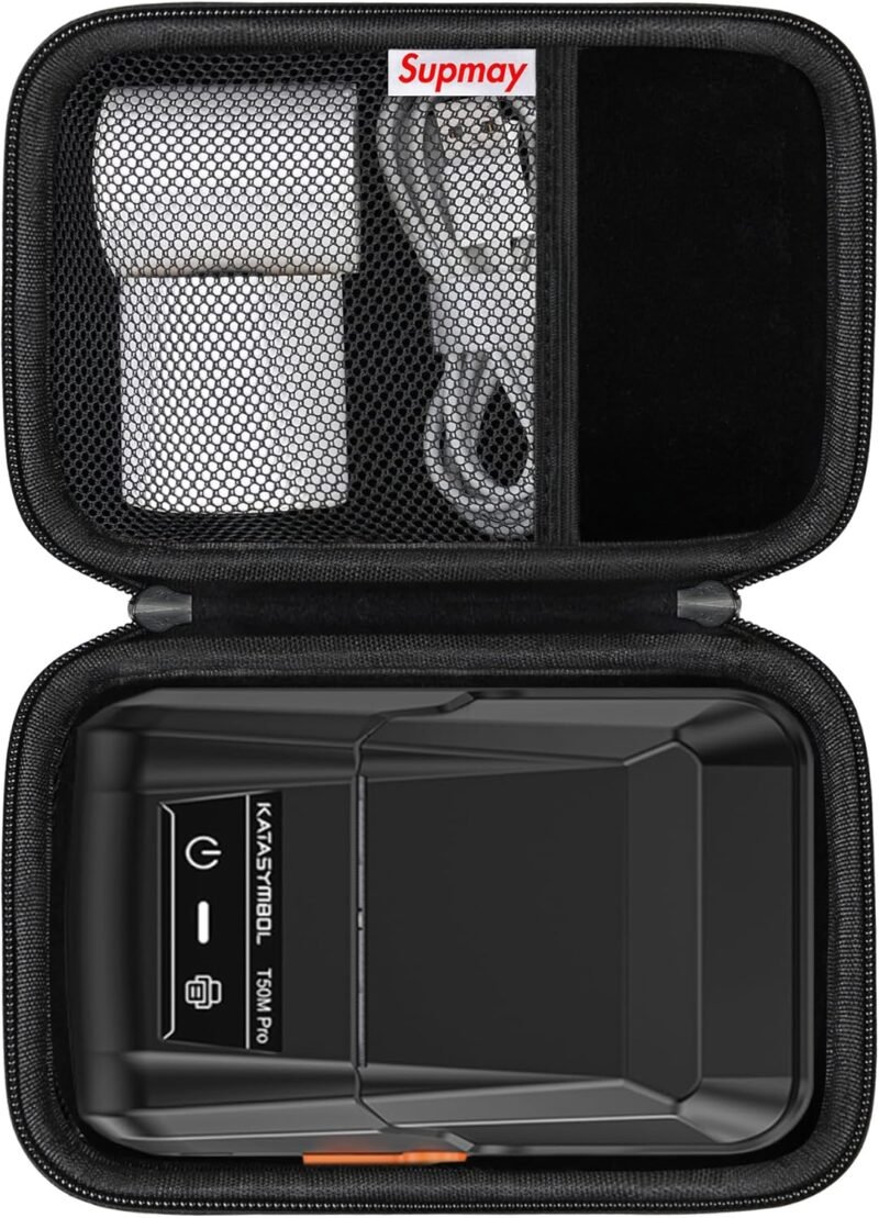 Hard Carrying Case for SUPVAN T50M Pro Bluetooth Label Maker Machine, Inkless Labeler Storage Travel Holder fit Label Tape, Charging Cable, User Manual, Black