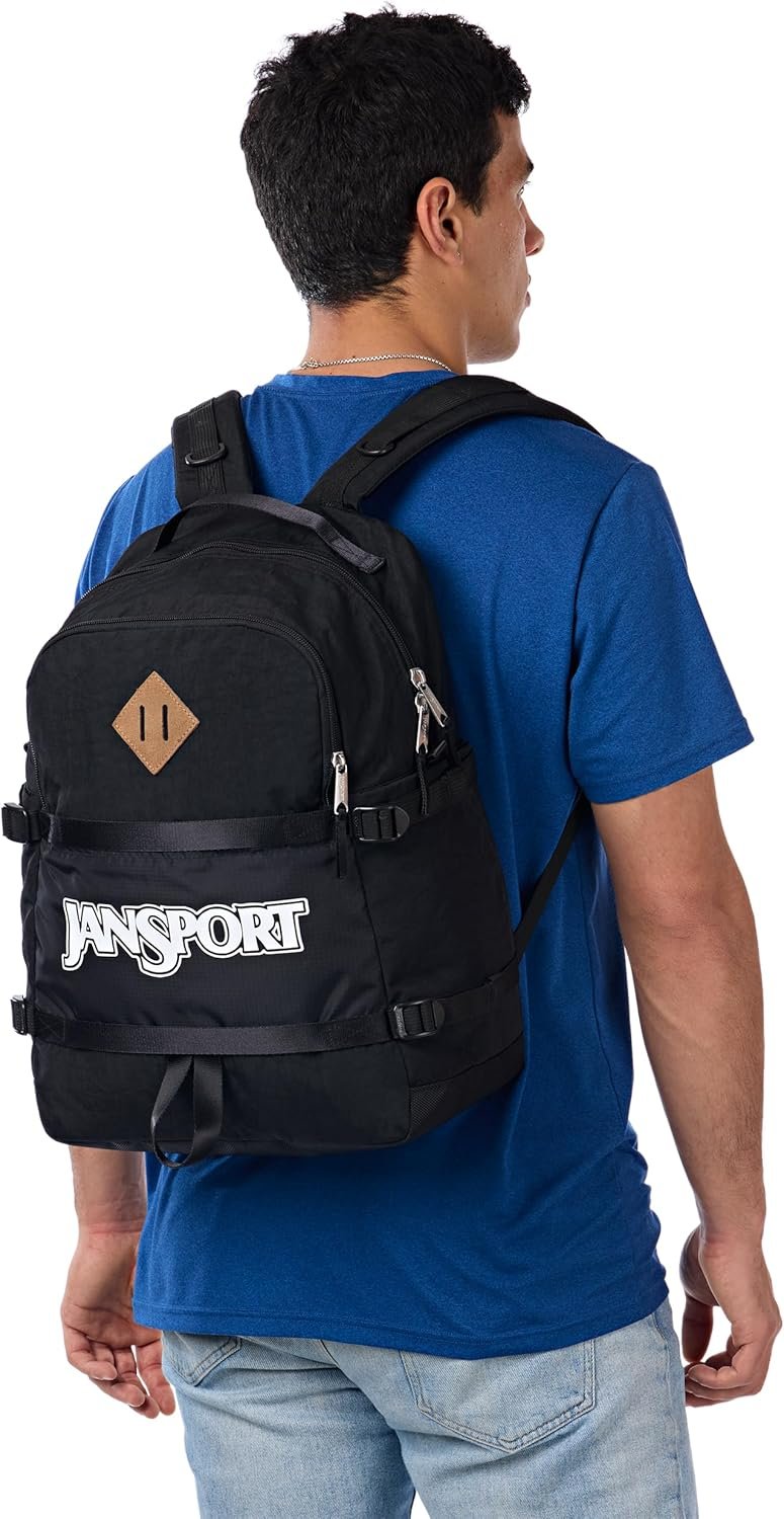JanSport Small Seattle Pack – Compact Backpack with Main Compartment, Dual Water Bottle Pockets, and Padded Sleeve for 15-Inch Laptop, Black - Image 6