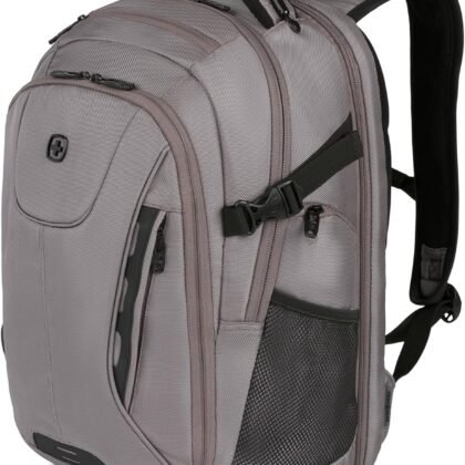 SwissGear Travel Tech Elite Laptop Backpack – Fits Laptops up to 16” – ScanSmart TSA-Friendly Backpack with USB Port, Shoe Compartment & Organizer Pockets – Grey Ballistic