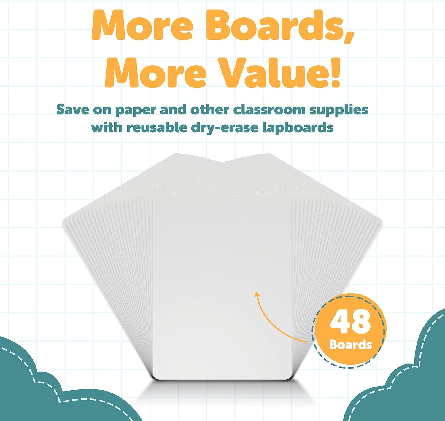 Dry Erase Lapboards - Pack of 48 Whiteboard Set - 9x12 - Student Single Sided - Improve Children's Classroom Learning with Reusable, Durable, Portable White Boards - Image 6