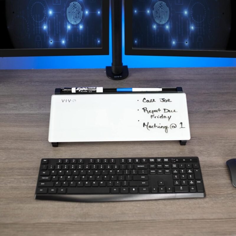 VIVO Glass 16 x 7 inch Desktop Whiteboard with Marker Slot and Open Storage, Dry Erase Non-Streak White Surface, Black Frame, DESK-WB16D - Image 5