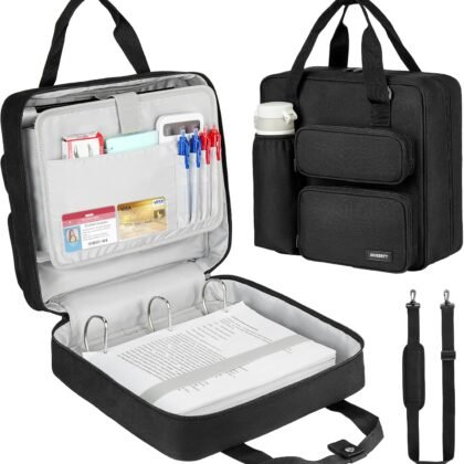 Zipper Binder 3 Ring, 500 Sheets Capacity, Binder 2 Inch with Shoulder Strap Fits 13 Inch Laptop for School and Office,Black