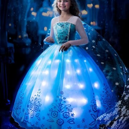 Light Up Princess Dress Girls Halloween Costume Christmas Costume Toddler Dressing Up for Bithday Party, Purple