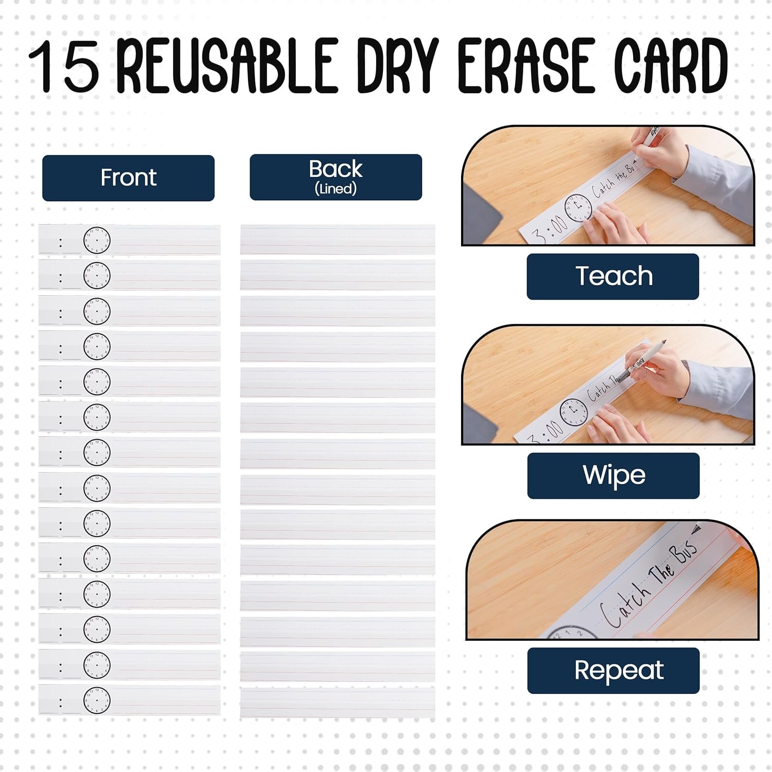 Essex Wares - 13 Pocket Daily Schedule Pocket Chart, Ultra-Durable Visual Schedule for Kids - Easy to Use, Reusable Daily Schedule for Kids - Reversible Chart for Sentence Strips - Image 3